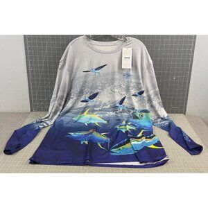 Guy Harvey XXL UPF 50 Long Sleeve Shirt With Marine Life Design Tuna Flying Fish